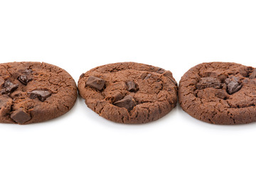 soft dark chocolate brownie cookies on white