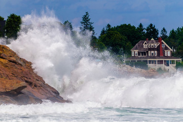 Hurricane created waves in York, Maine.
