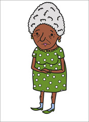 grandma in a green dress