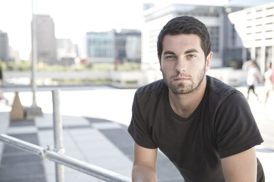 Portrait of a man in city