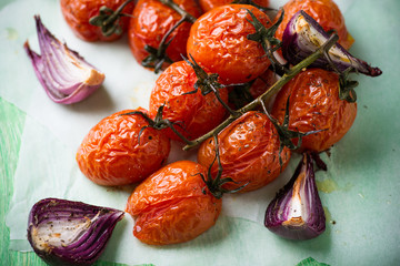 Oven roasted tomatoes and onions