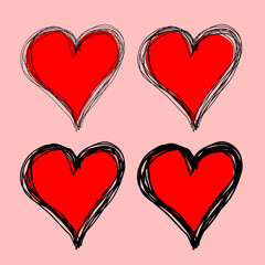 heart doodle sketch vector set