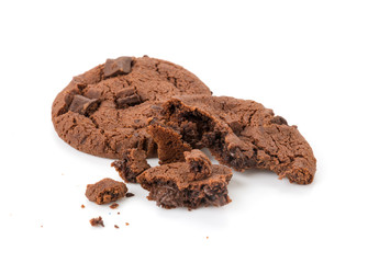 soft dark chocolate brownie cookies on white