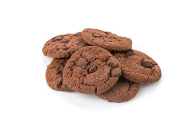 soft dark chocolate brownie cookies on white