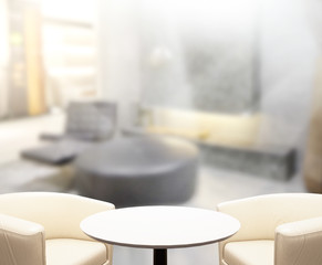 Table Top And Blur Interior Background