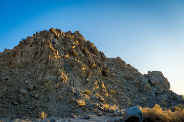 Sunrise on desert mountain, La Quinta, California