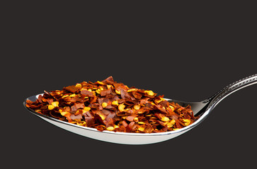 Spoon full of crushed red pepper