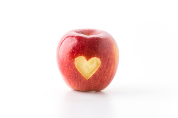 heart shape on red apple