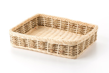 wicker basket on white background