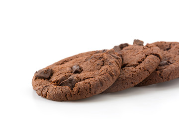 soft dark chocolate brownie cookies on white