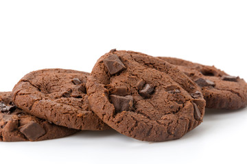 soft dark chocolate brownie cookies on white