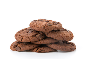 soft dark chocolate brownie cookies on white