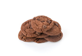 soft dark chocolate brownie cookies on white