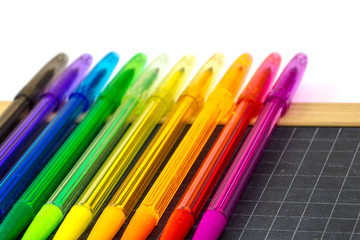 Closeup on colorful school supplies