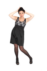 Fototapeta premium Beautiful woman doing different expressions in different sets of clothes: posing