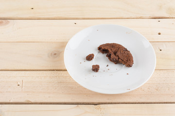soft dark chocolate brownie cookies on wood