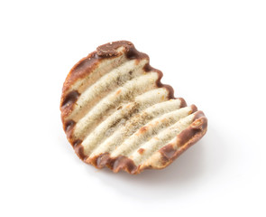 potato chip with chocolate on white
