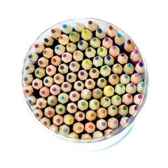 Close-up of multicolored crayon tips