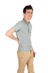 Handsome man doing different expressions in different sets of clothes: