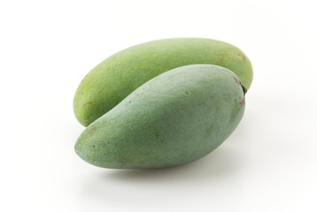 green mango on white background