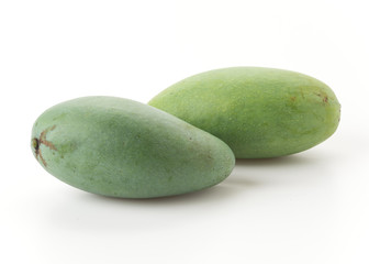 green mango on white background