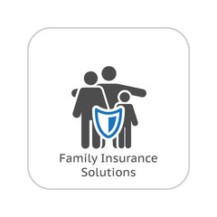 Family Insurance Solutions and Medical Services Icon. Flat Desig