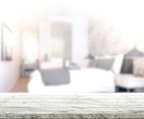 Table Top And Blur Background In Bedroom