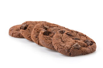 soft dark chocolate brownie cookies on white