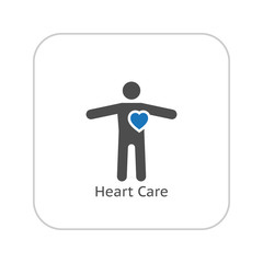 Heart Care and Medical Services Icon. Flat Design.