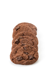 soft dark chocolate brownie cookies on white