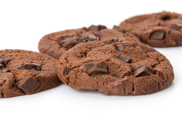 soft dark chocolate brownie cookies on white