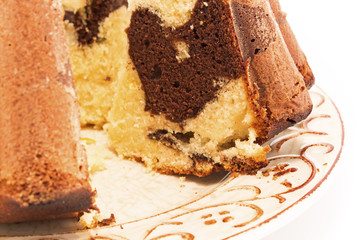 Kugelhopf on a plate close-up