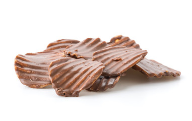 potato chip with chocolate on white