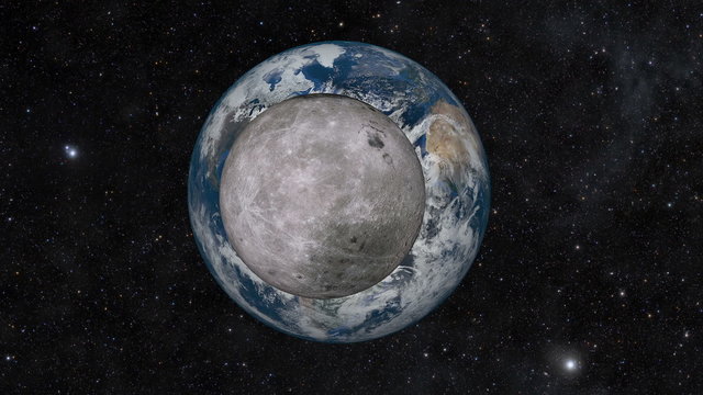 View of planet earth and moon from space