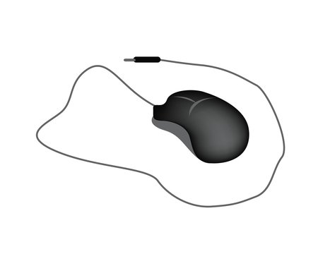 Black Computer Mouse on A White Background