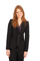 Obraz premium Beautiful businesswoman doing different expressions in different sets of clothes: love