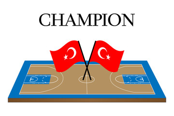 Basketball Champion Court with Turkish Flag