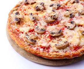 Tasty pizza with vegetables isolated on white