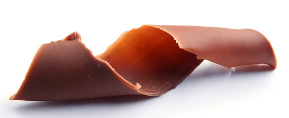 Chocolate curl isolated on white
