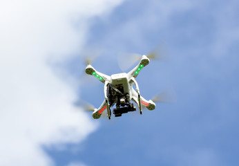 Fototapeta na wymiar White drone flying