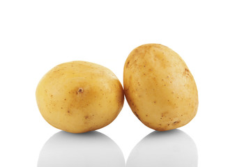 Young potatoes isolated on white