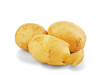 Young potatoes isolated on white