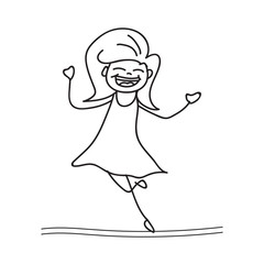 hand drawing happy girl dancing