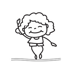 hand drawing happy girl dancing