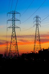 Fototapeta premium Electricity Towers Sunset