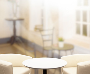 Table Top And Blur Interior Background