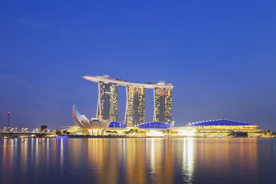Singapore, Marina Bay, Marina Bay Sands Hotel, Art Science Museum, Marina Bay Promenade and Shopping Mall