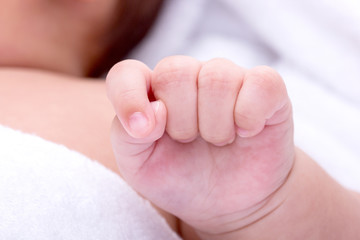 Babyt hands ,new born 3 month sleeping