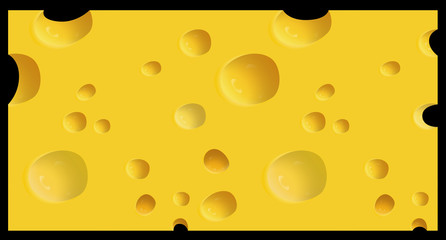 Vector illustrated piece of cheese isolated on black background.