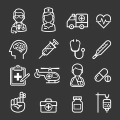 Medicine and Health icons. 